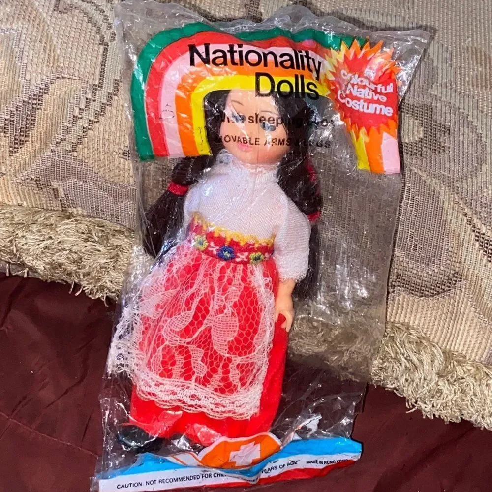 Vintage Swiss Nationality Doll with Red Skirt Mini Size